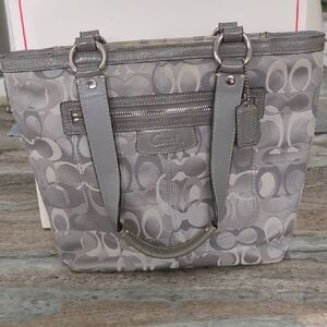 Coach Gray Signature Pattern Tote